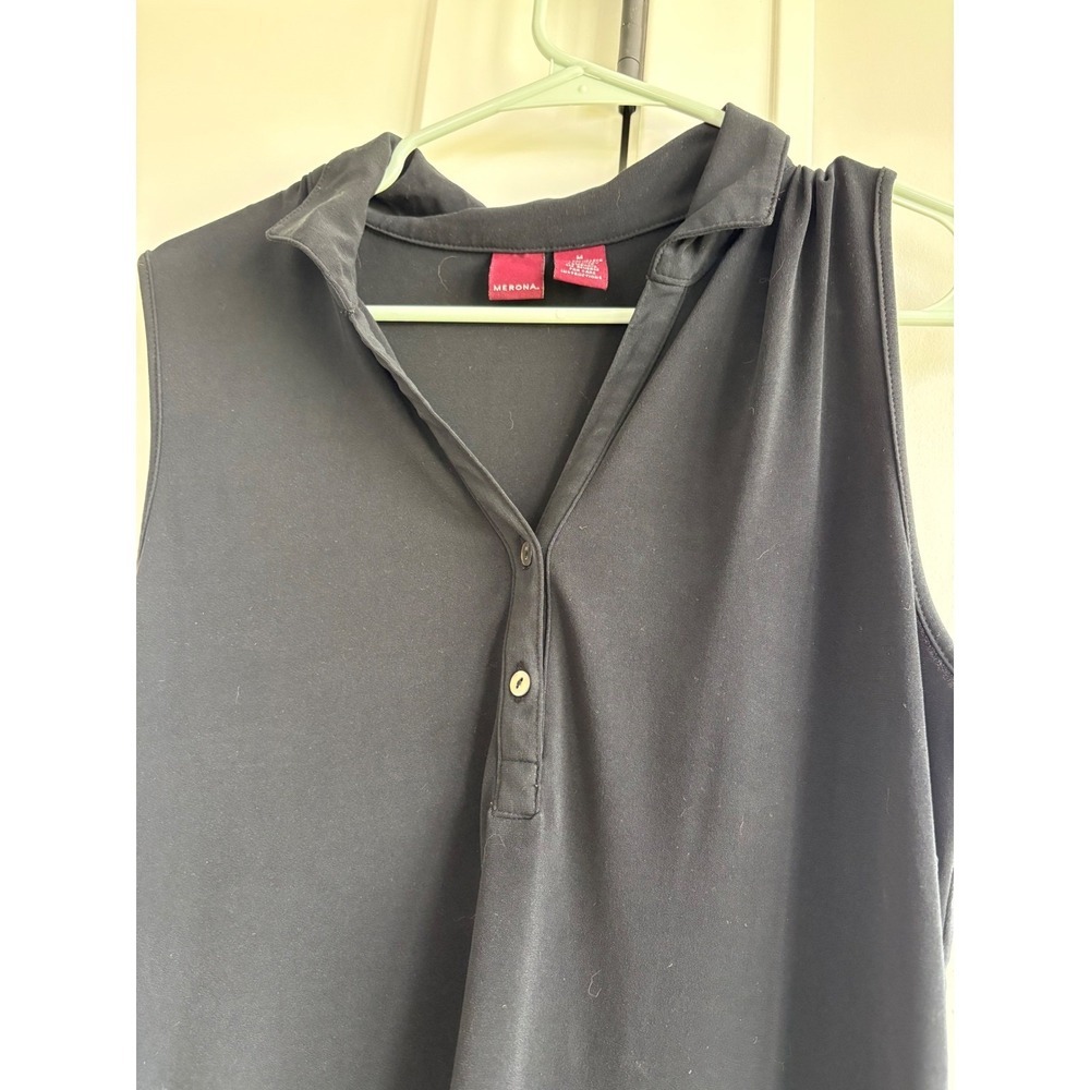 Merona‎ Sleeveless Blouse Button Down Collared Top Casual Black Size M - Picture 4 of 4